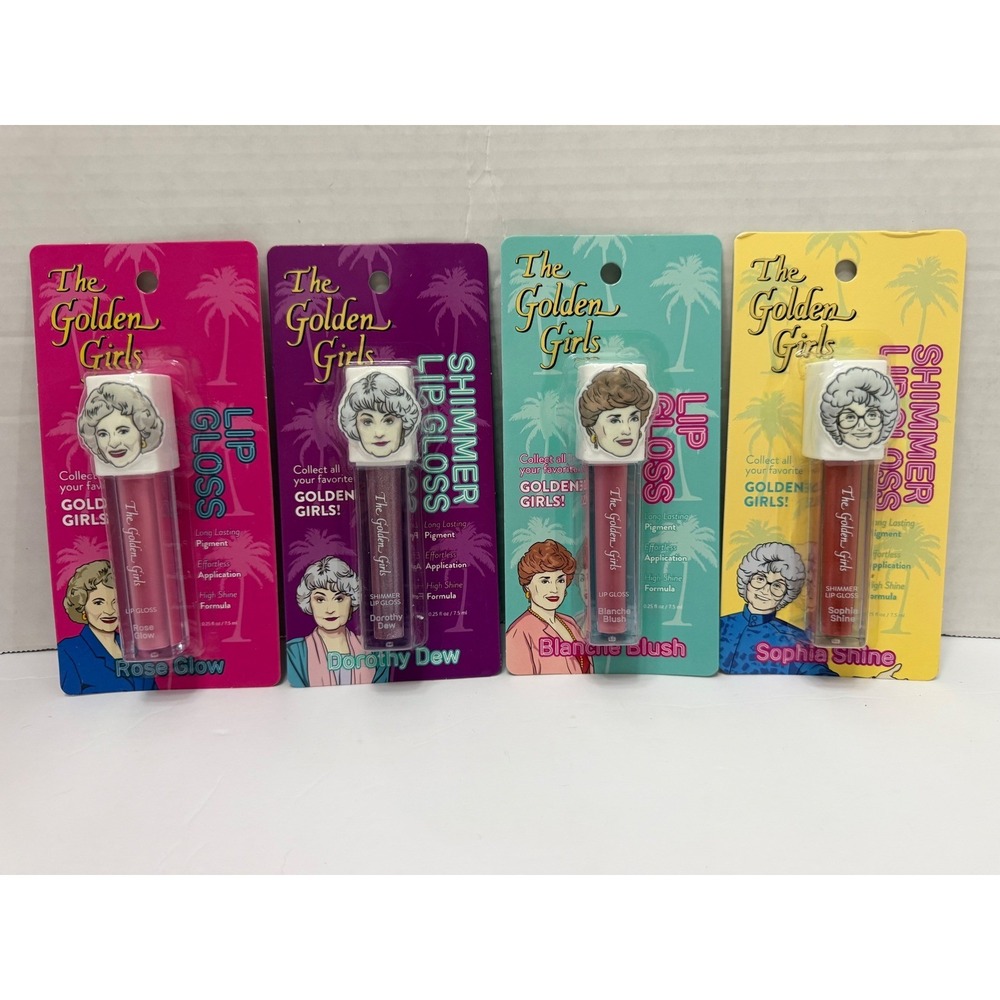 The Golden Girls Lip Gloss Set 4 Pack Rose Dorothy Blanche Sophia Shimmer New